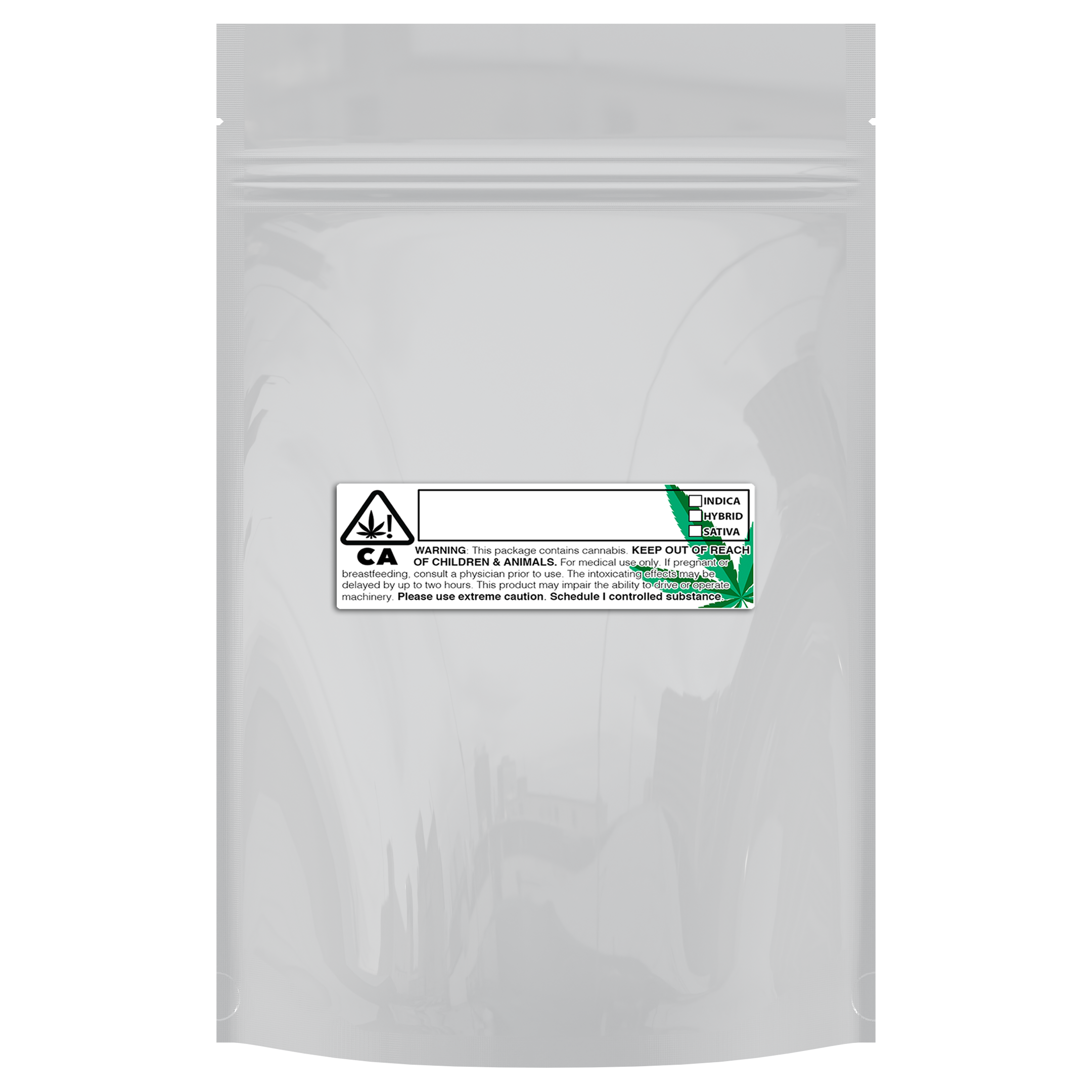 1 Ounce Gloss White & Gloss White Mylar Bags + Labels - (100 qty.) - Dragon Chewer