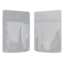 1/8th Ounce 3.5g CR Exit Bags Gloss White Opaque Mylar Bags - Tear Notch Mylar Bags - Child Resistant - (1,000 qty.) - Dragon Chewer