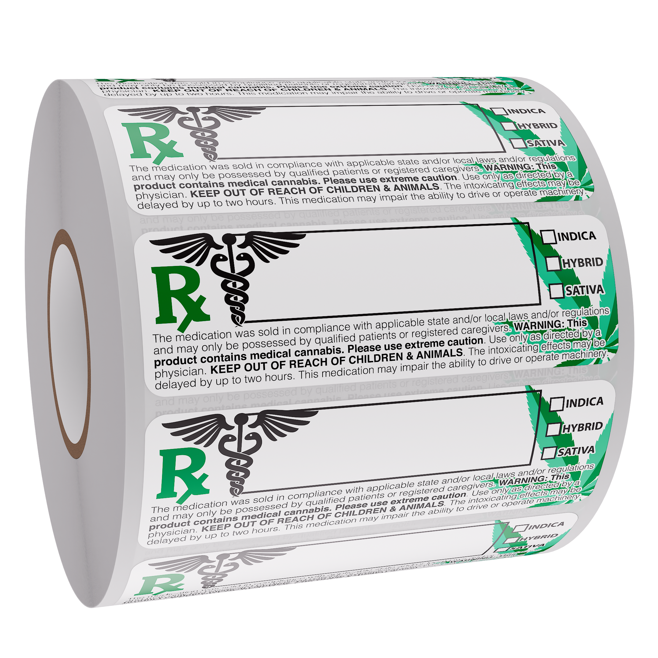 Generic V2 Cannabis Rx Compliant Marijuana Strain Warning Labels (1,000 qty.)