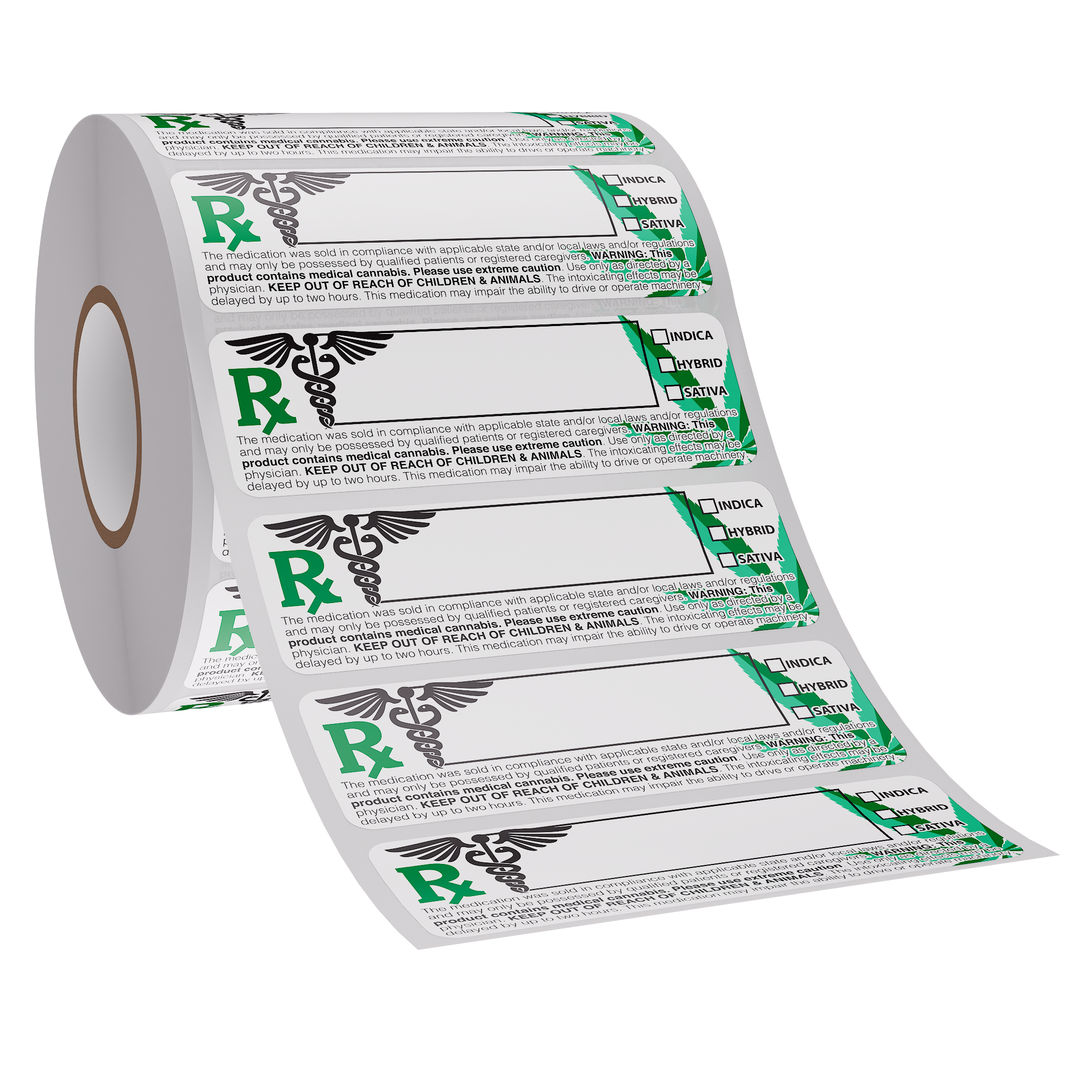 Generic V2 Cannabis Rx Compliant Marijuana Strain Warning Labels (1,000 qty.)