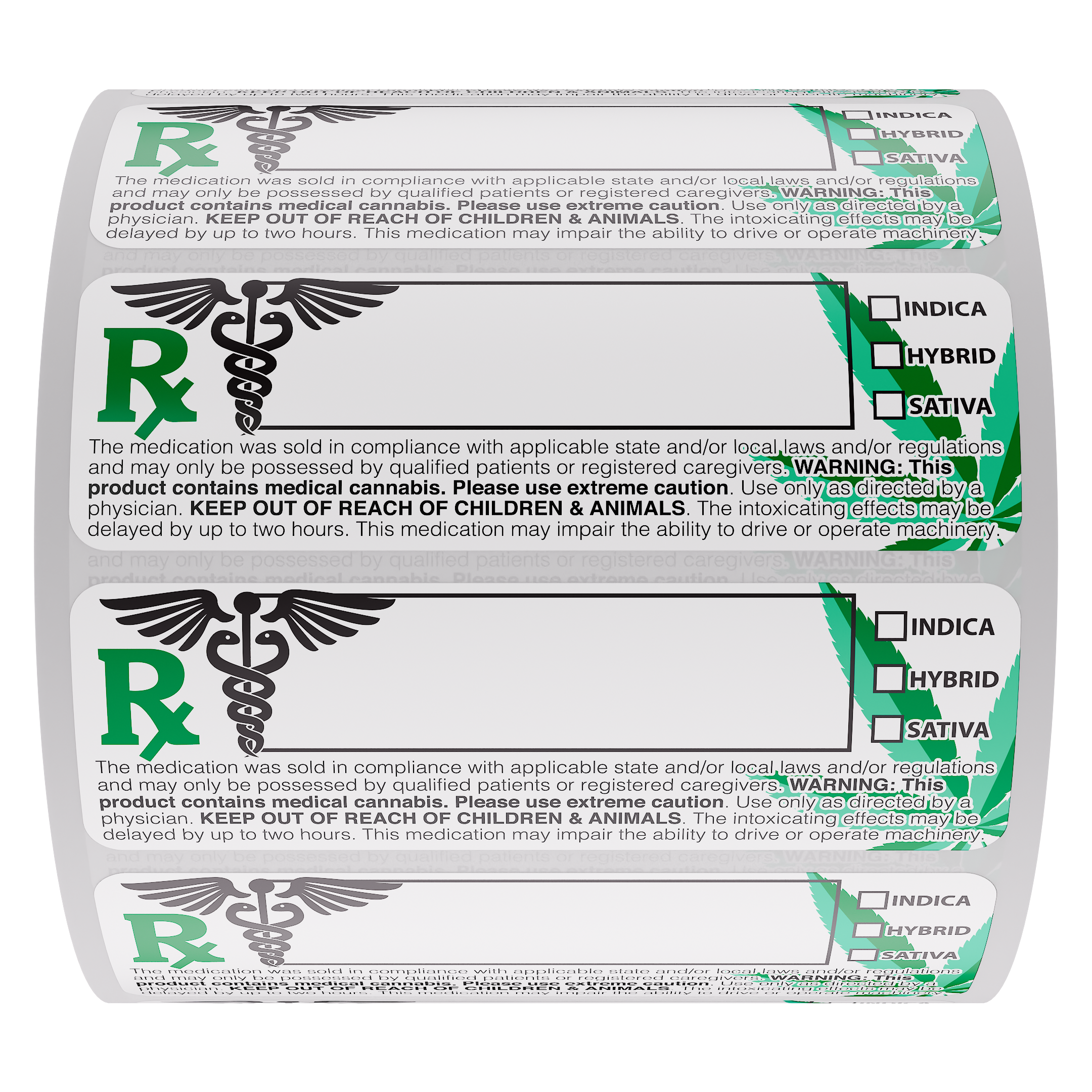 Generic V2 Cannabis Rx Compliant Marijuana Strain Warning Labels (1,000 qty.)
