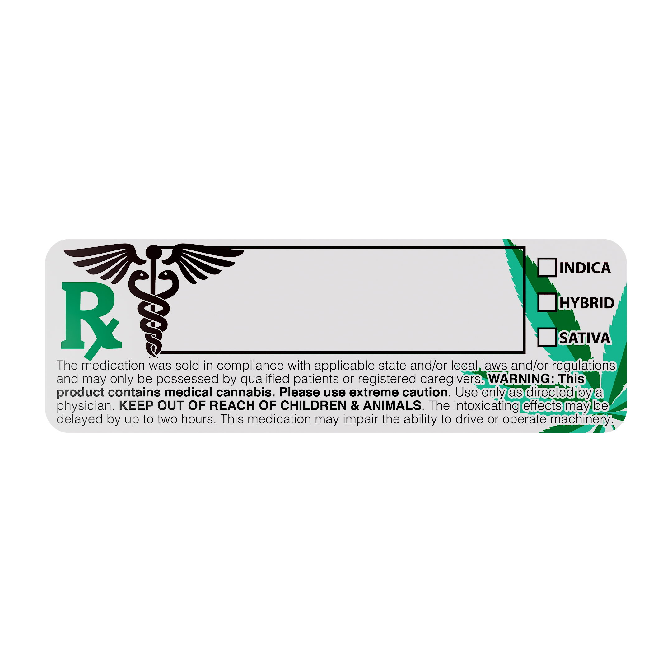 Wholesale Dispensary Strain Labels — Universal Symbol Warning Complian