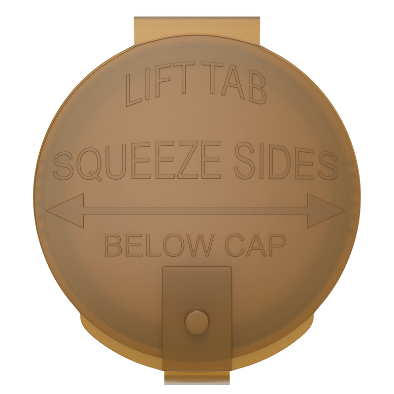 Gold 6 dram latch top pop top child resistant container bottle vial 8 4 dr wholesale packaging smell proof supplies dragon chewer template die diagram size bulk 1 gram 1g CR squeeze top airtight highlock HL nearby near me vial bottle sizes cap empty BPA free pill lids small 