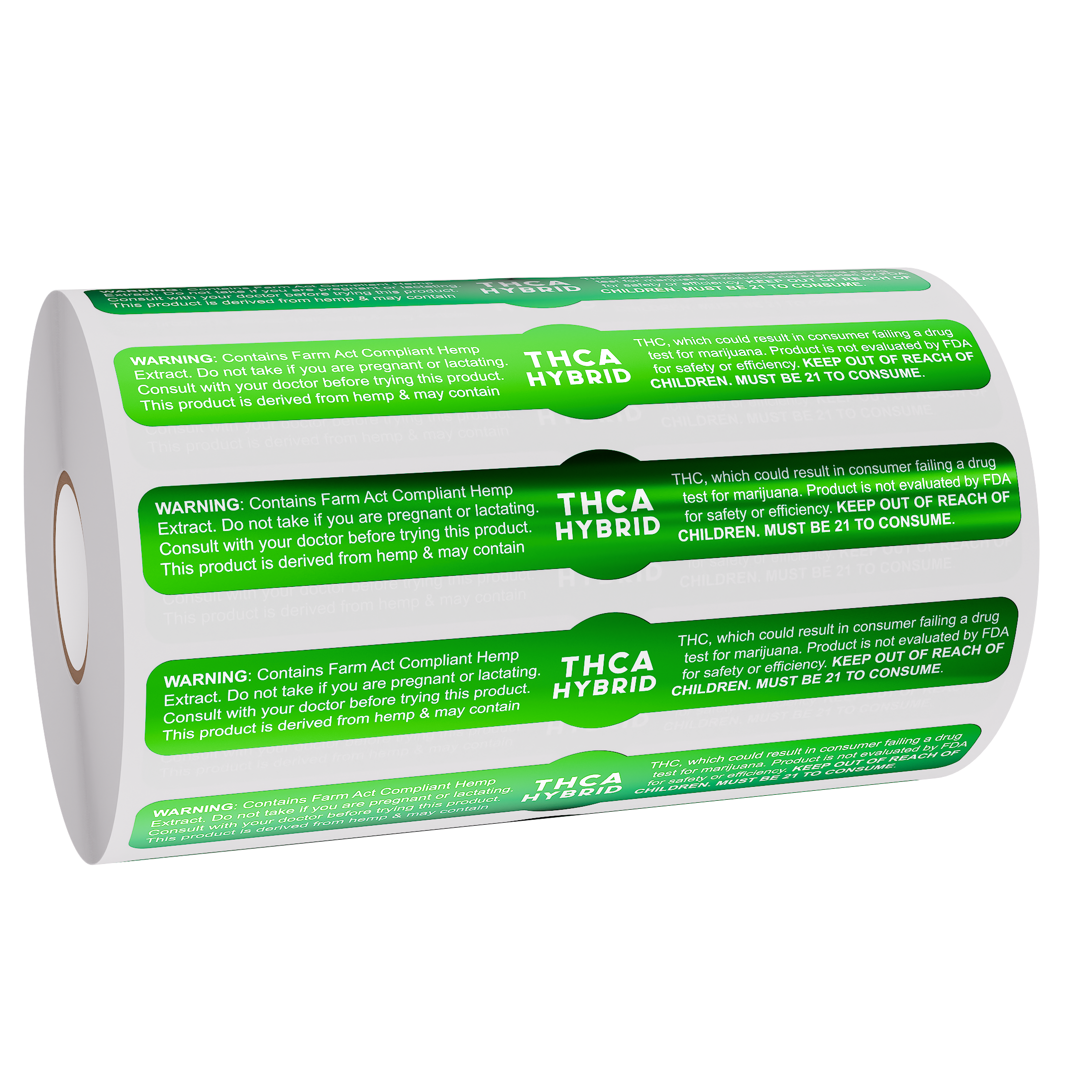 Green Metallic THCA Tamper Evident Universal Marijuana Strain Labels - Hybrid (1,000 qty.)