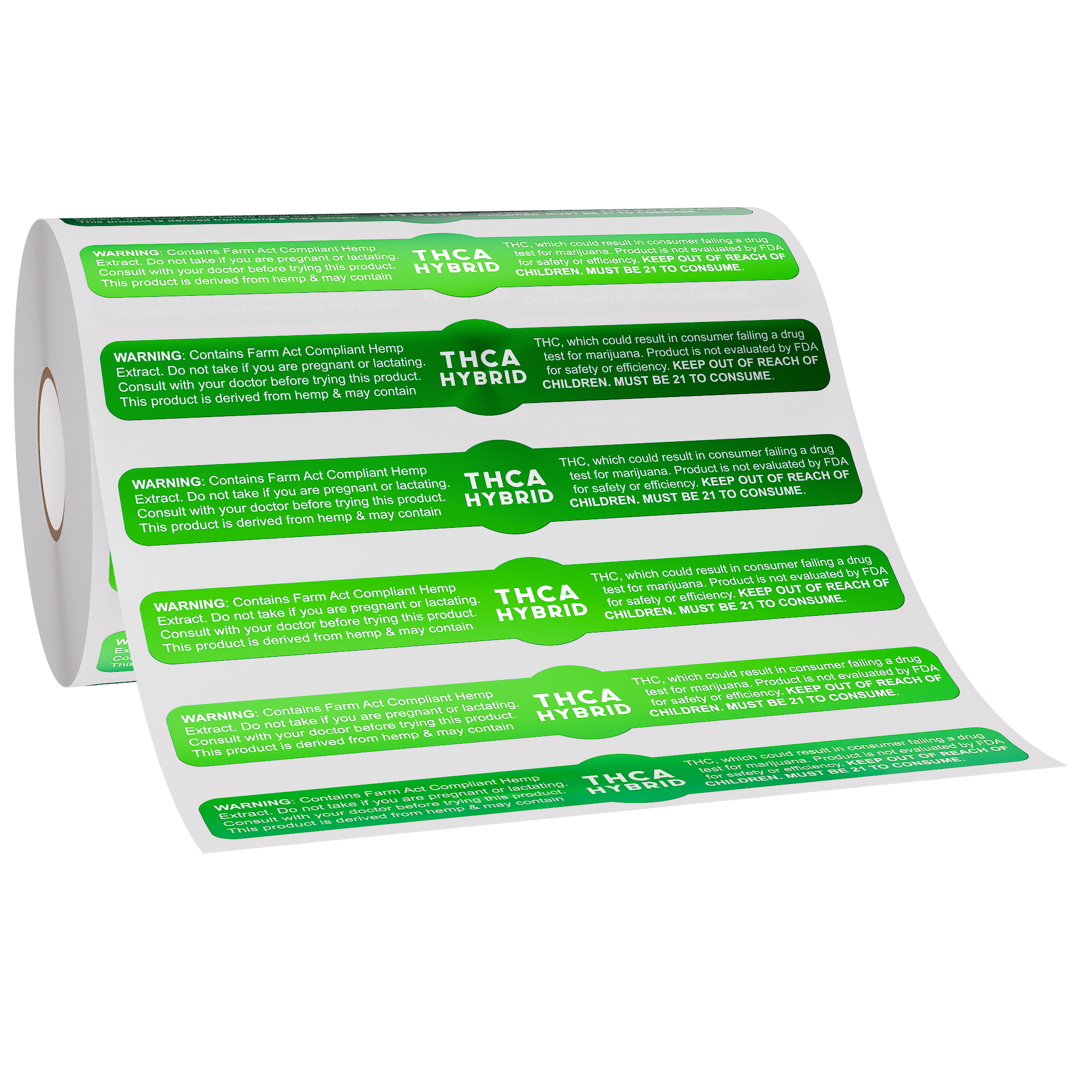Green Metallic THCA Tamper Evident Universal Marijuana Strain Labels - Hybrid (1,000 qty.)