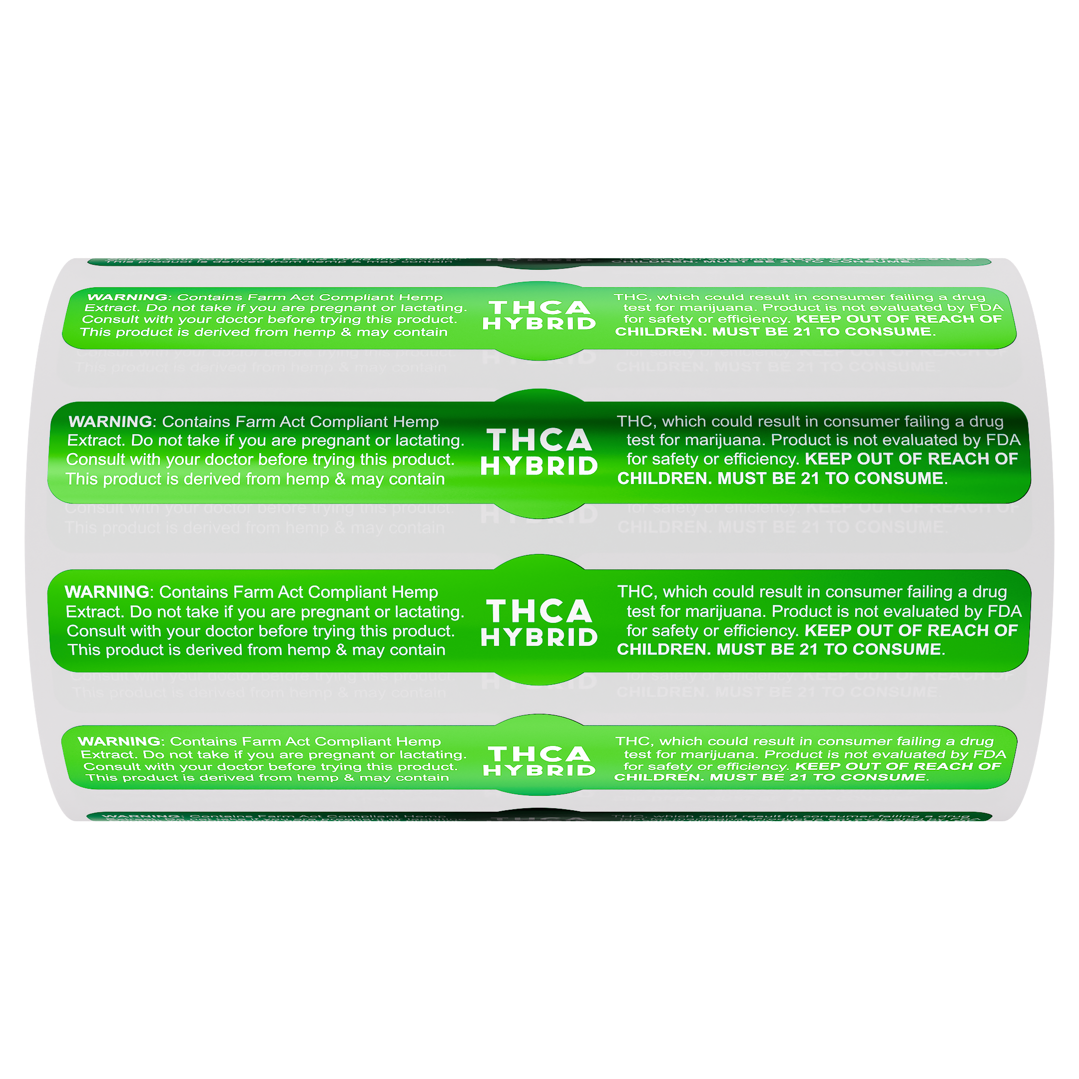 Green Metallic THCA Tamper Evident Universal Marijuana Strain Labels - Hybrid (1,000 qty.)