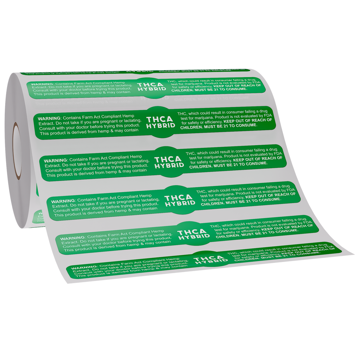 Green THCA Tamper Evident Universal Marijuana Strain Labels - Hybrid (1,000 qty.)