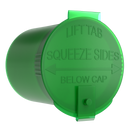 Green 6 dram latch top pop top child resistant container bottle vial 8 4 dr wholesale packaging smell proof supplies dragon chewer template die diagram size bulk 1 gram 1g CR squeeze top airtight highlock HL nearby near me vial bottle sizes cap small