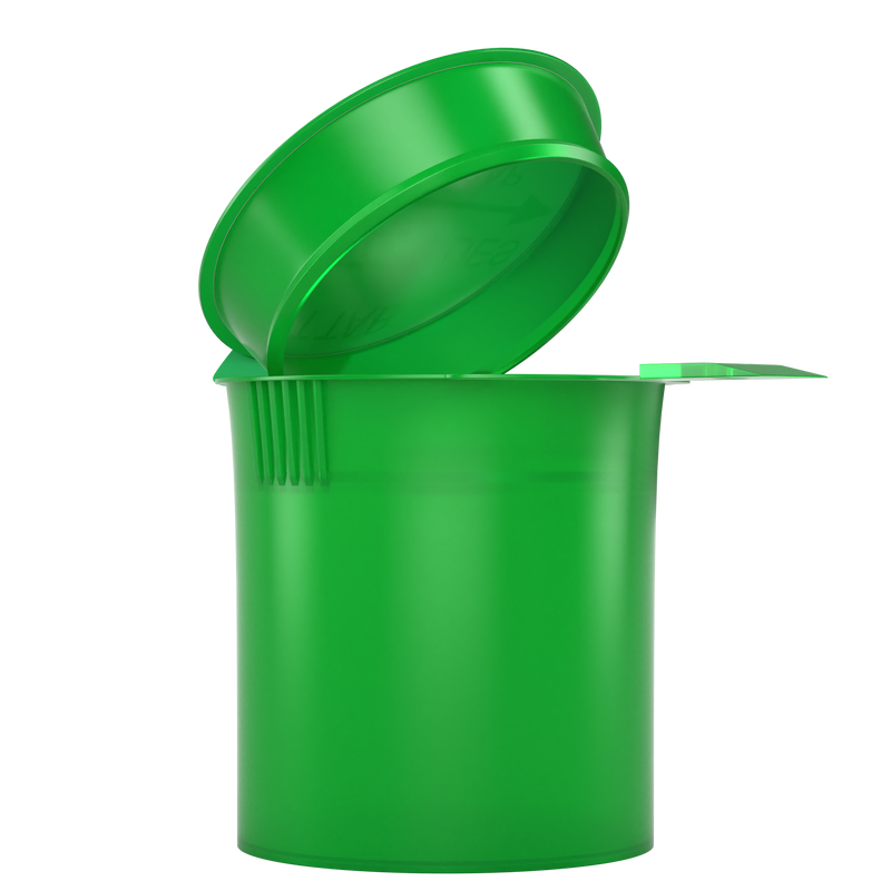 Green 6 dram latch top pop top child resistant container bottle vial 8 4 dr wholesale packaging smell proof supplies dragon chewer template die diagram size bulk 1 gram 1g CR squeeze top airtight highlock HL vial bottle