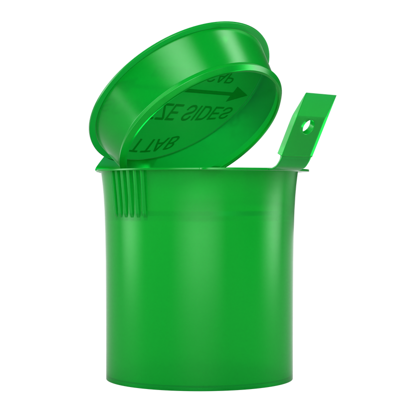 Green 6 dram latch top pop top child resistant container bottle vial 8 4 dr wholesale packaging smell proof supplies dragon chewer template die diagram size bulk 1 gram 1g CR squeeze top airtight highlock HL nearby near me vial bottle small