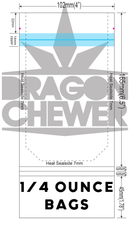Medium Black Dragon Chewer 7 g gram 1/4 ounce smell proof mylar bags by HIGHLOCK. Best thick wholesale bulk dispensary custom child resistant packaging 420 barrier bags tamper evident resealable large food storage heat sealable tear notches plastic baggies 4 x 6 hang hole
