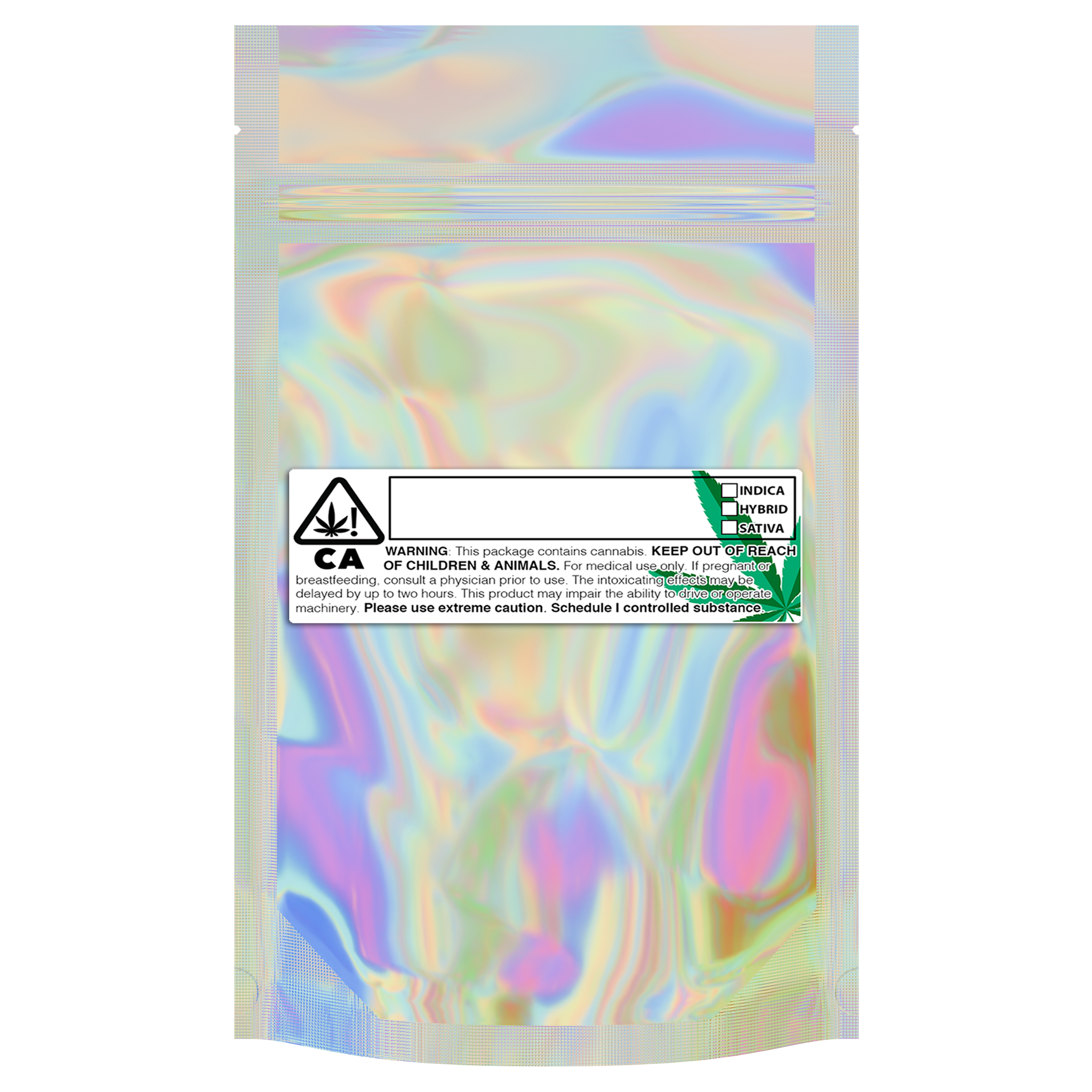1/4 Ounce Gloss Holographic & Clear Mylar Bags + Labels - (100 qty.) - Dragon Chewer