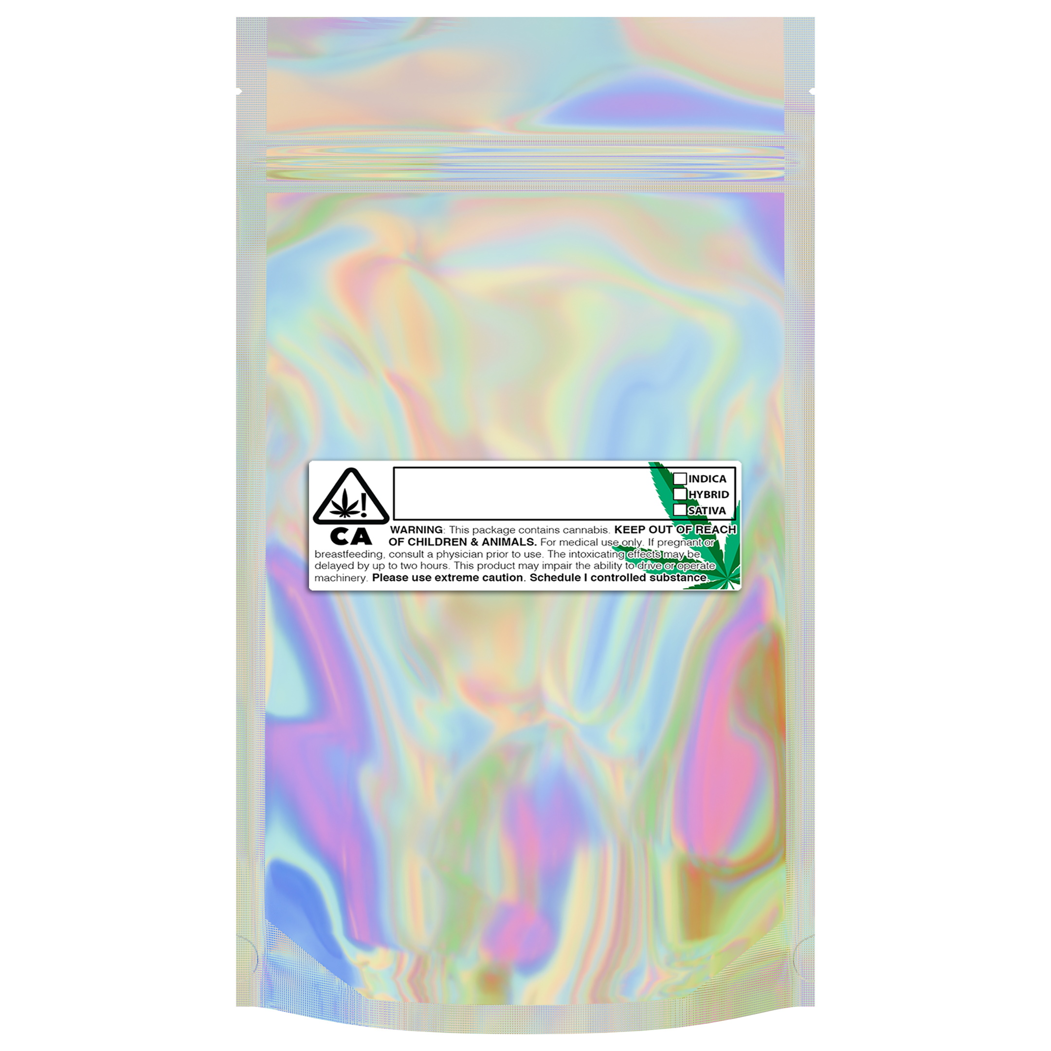 1/2 Ounce Gloss Holographic & Clear Mylar Bags + Labels - (100 qty.) - Dragon Chewer