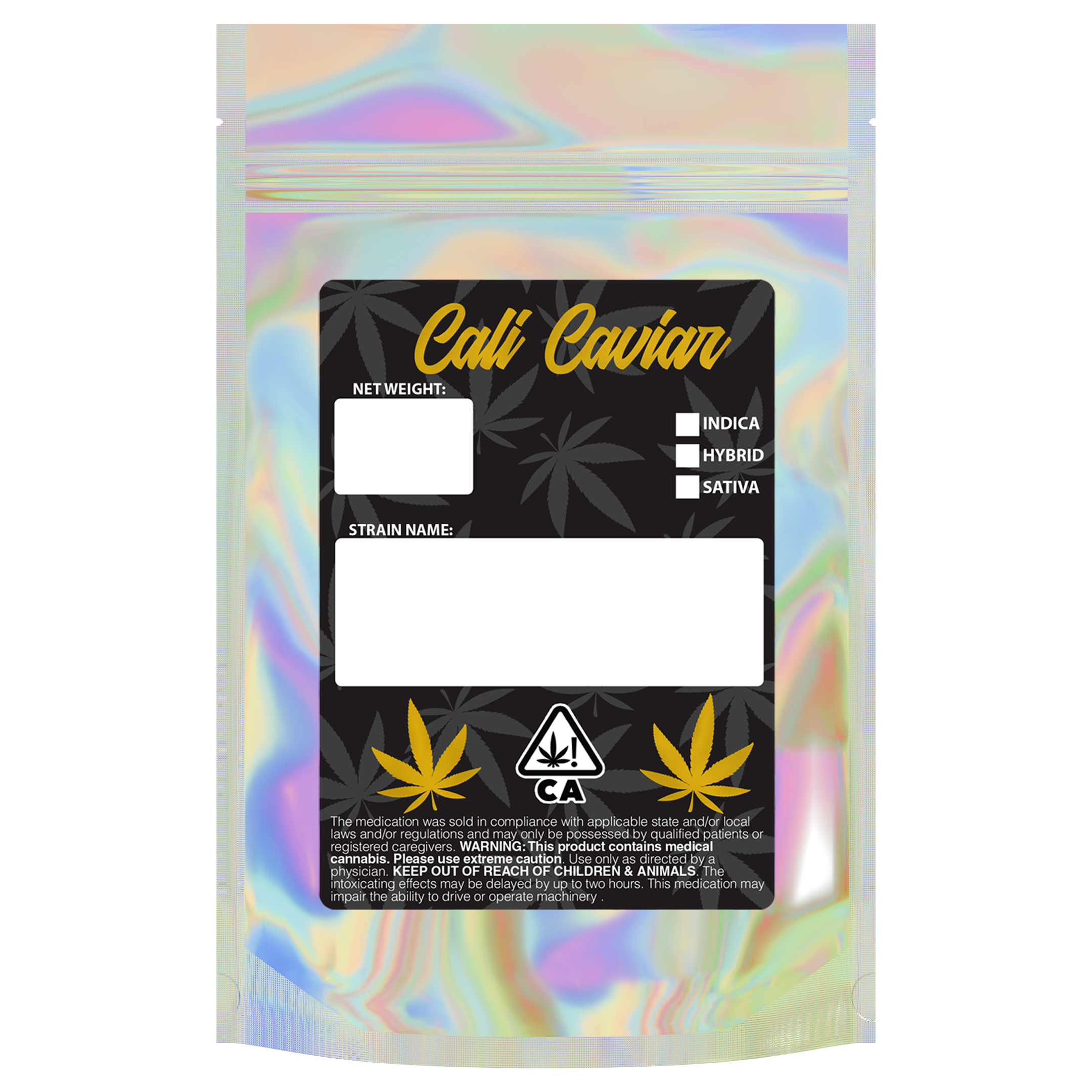 1 Ounce Gloss Holographic & Clear Designer Custom Mylar Bags + Labels (100 qty.) - Dragon Chewer
