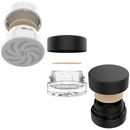 Supercell 5 ML 5ML HIGHLOCK glass wholesale bulk concentrate container jar with carb cap. Premium concentrate smell proof container packaging. Wax, oil, shatter and dab glass storage jar available at Dragon Chewer. Clear glass, black cap and Teflon non-stick seal or liner. Custom labels, boxes and direct print available.