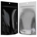 Gloss Black Vista Clear Translucent Transparent Dragon Chewer 14g gram 1/2 ounce smell proof mylar bags by HIGHLOCK. Best thick wholesale bulk dispensary custom child resistant packaging 420 barrier bags tamper evident resealable large food storage 5x8x2 50 bulk pack hang hole
