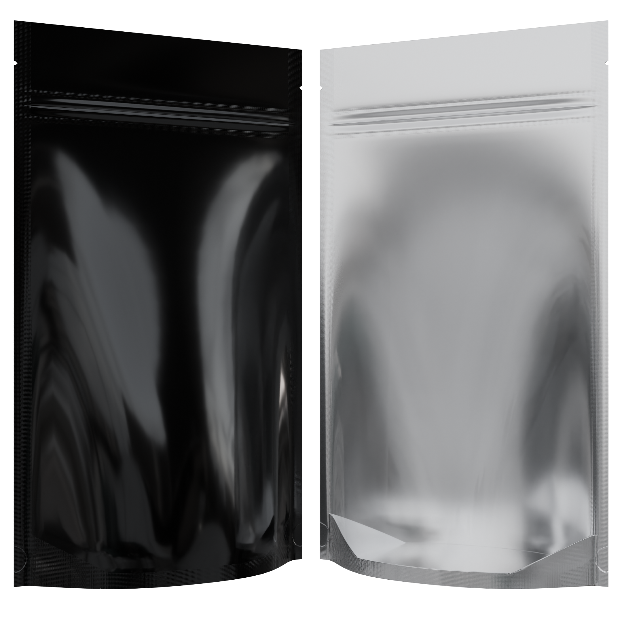 Wholesale Mylar Bags 1/2 Oz 14g — Gloss Black & Clear Smell Proof Disp