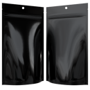 Gloss Black Opaque Dragon Chewer 14g gram 1/2 ounce smell proof mylar bags by HIGHLOCK. Best thick wholesale bulk dispensary custom child resistant packaging 420 barrier bags tamper evident resealable large food storage 5x8x2 50 bulk pack hang hole