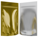 Gloss Gold Vista Clear Translucent Transparent Dragon Chewer 14g gram 1/2 ounce smell proof mylar bags by HIGHLOCK. Best thick wholesale bulk dispensary custom child resistant packaging 420 barrier bags tamper evident resealable large food storage 5x8x2 50 bulk pack