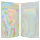 Gloss Holographic Vista Clear Translucent Transparent Dragon Chewer 14g gram 1/2 ounce smell proof mylar bags by HIGHLOCK. Best thick wholesale bulk dispensary custom child resistant packaging 420 barrier bags tamper evident resealable large food storage 5x8x2 50 bulk pack