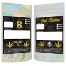 gloss holographic clear vista translucent transparent Dragon Chewer 14g gram 1/2 ounce smell proof mylar bags by HIGHLOCK. Custom labels stickers designer rx 100 pack. Best thick wholesale bulk dispensary custom child resistant packaging 420 barrier bags tamper evident resealable large food storage 5x8x2
