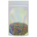 Gloss Holographic Vista Clear Translucent Transparent Dragon Chewer 14g gram 1/2 ounce smell proof mylar bags by HIGHLOCK. Best thick wholesale bulk dispensary custom child resistant packaging 420 barrier bags tamper evident resealable large food storage baggies 5x8x2