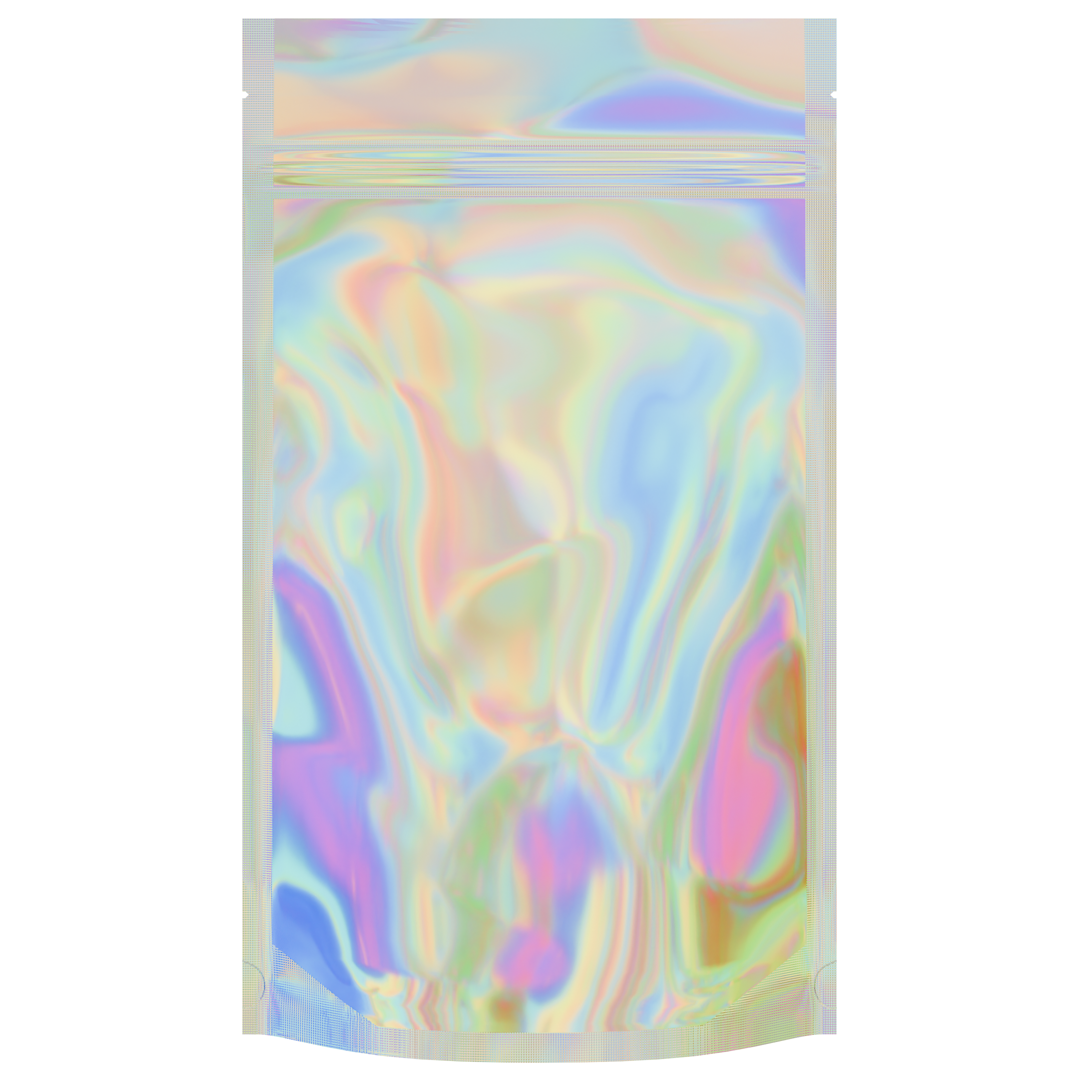 Gloss Holographic Vista Clear Dragon Chewer 14g half ounce smell proof mylar bags by HIGHLOCK. Best thick wholesale bulk dispensary custom child resistant packaging 420 barrier bags tamper evident resealable large food storage heat sealable 5x8x2