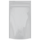 Gloss White Opaque Dragon Chewer 14g gram 1/2 ounce smell proof mylar bags by HIGHLOCK. Best thick wholesale bulk dispensary custom child resistant packaging 420 barrier bags tamper evident resealable large food storage baggies 5x8x2 50 bulk pack