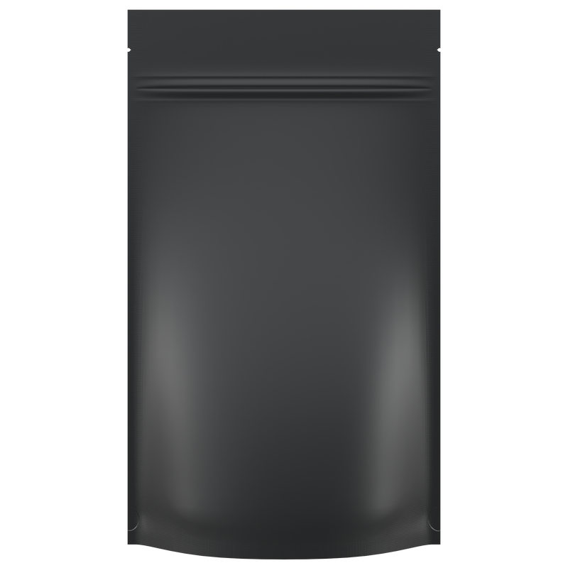 Matte Black Opaque Dragon Chewer 14g half ounce smell proof mylar bags by HIGHLOCK. Best thick wholesale bulk dispensary custom child resistant packaging 420 barrier bags tamper evident resealable large food storage heat sealable 5x8x2