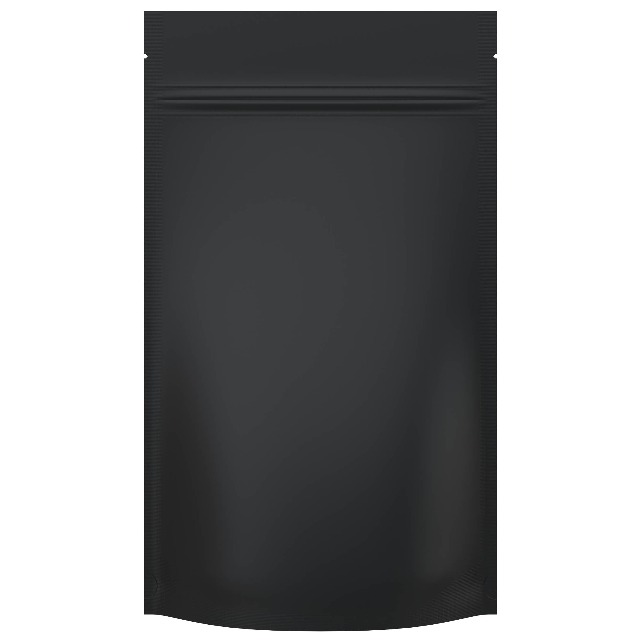 1/2 Ounce Matte Black & Matte Black Designer Custom Mylar Bags + Label