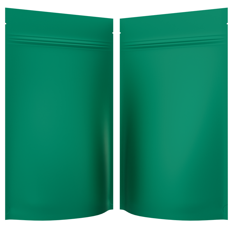 Matte Mint Green Opaque Dragon Chewer 14g gram 1/2 ounce smell proof mylar bags by HIGHLOCK. Best thick wholesale bulk dispensary custom child resistant packaging 420 barrier bags tamper evident resealable large food storage 5x8x2 50 bulk pack