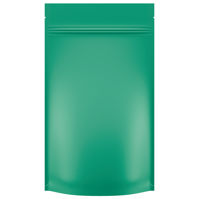 Matte Mint Green Opaque Dragon Chewer 14g gram 1/2 ounce smell proof mylar bags by HIGHLOCK. Best thick wholesale bulk dispensary custom child resistant packaging 420 barrier bags tamper evident resealable large food storage baggies 5x8x2 50 bulk pack