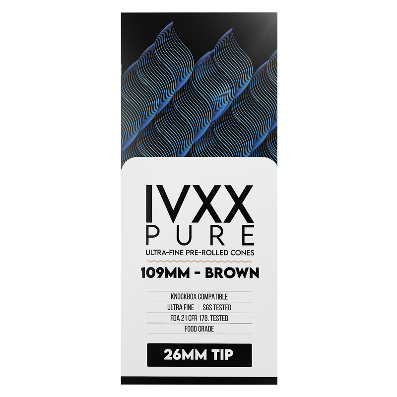 109mm IVXX Pure Pre-Rolled Paper Cones - Unbleached Brown [1,000 Cones per Box]