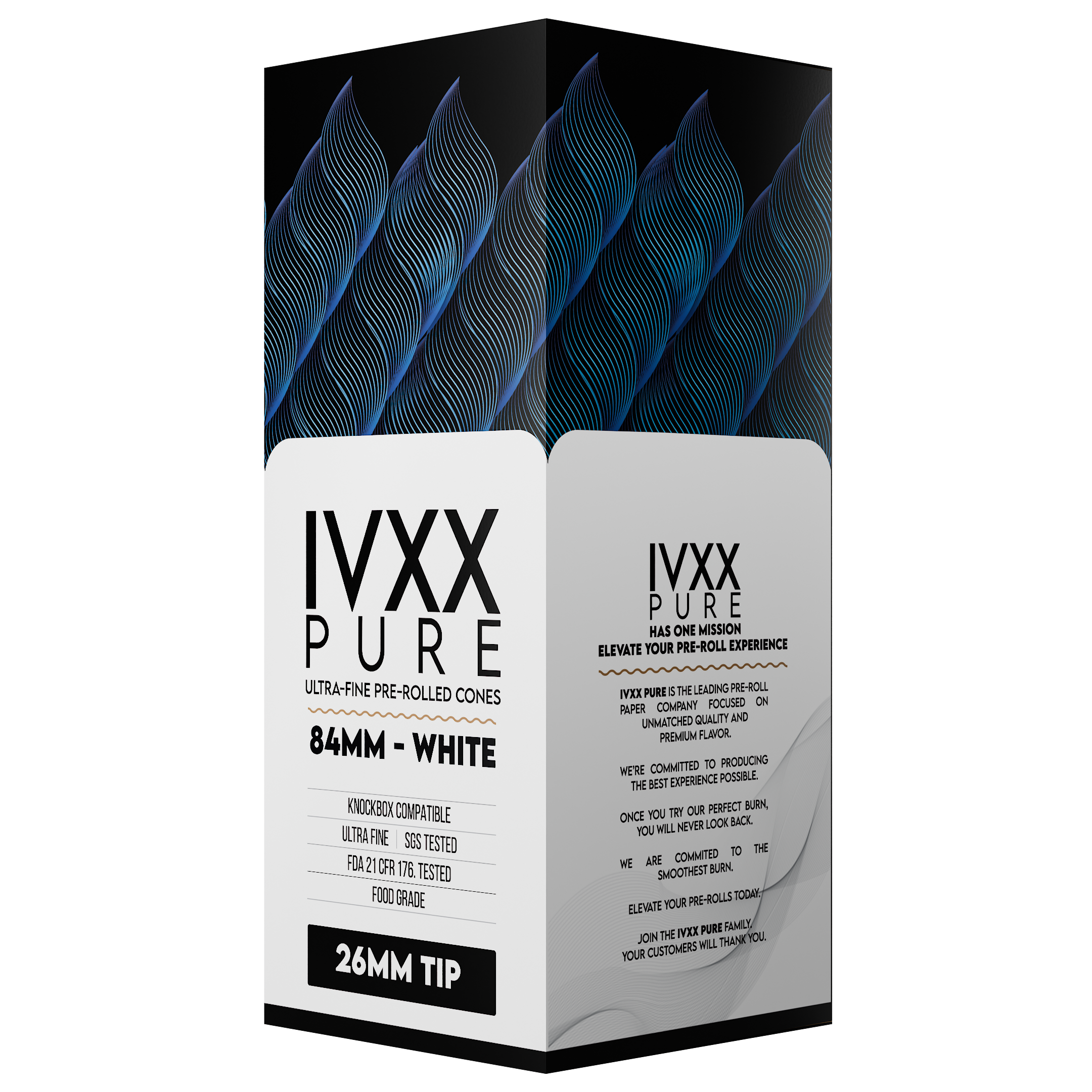84mm IVXX Pure Pre-Rolled Paper Cones - Unbleached White [1,000 Cones per Box] - Dragon Chewer