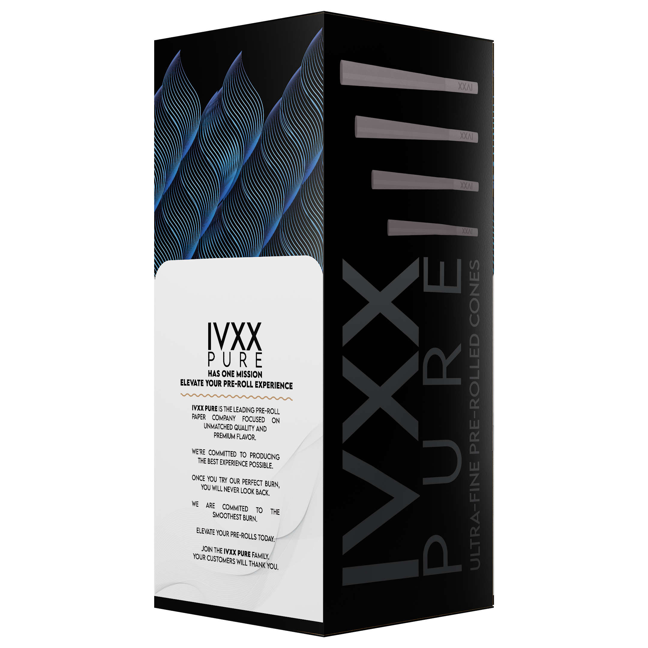 84mm IVXX Pure Pre-Rolled Paper Cones - Unbleached White [1,000 Cones per Box] - Dragon Chewer