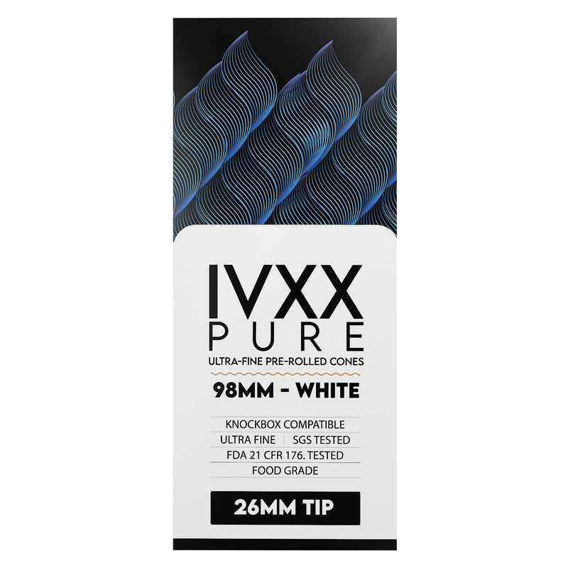 98mm IVXX Pure Pre-Rolled Paper Cones - Unbleached White [1,000 Cones per Box]