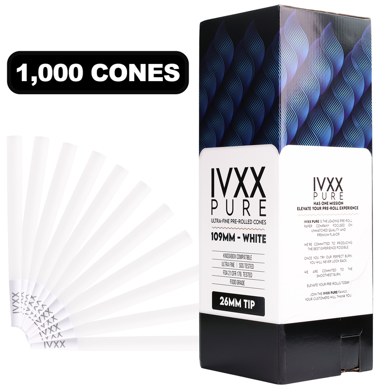 109mm IVXX Pure Pre-Rolled Paper Cones bulk wholesale dragon chewer premium dispensary processor