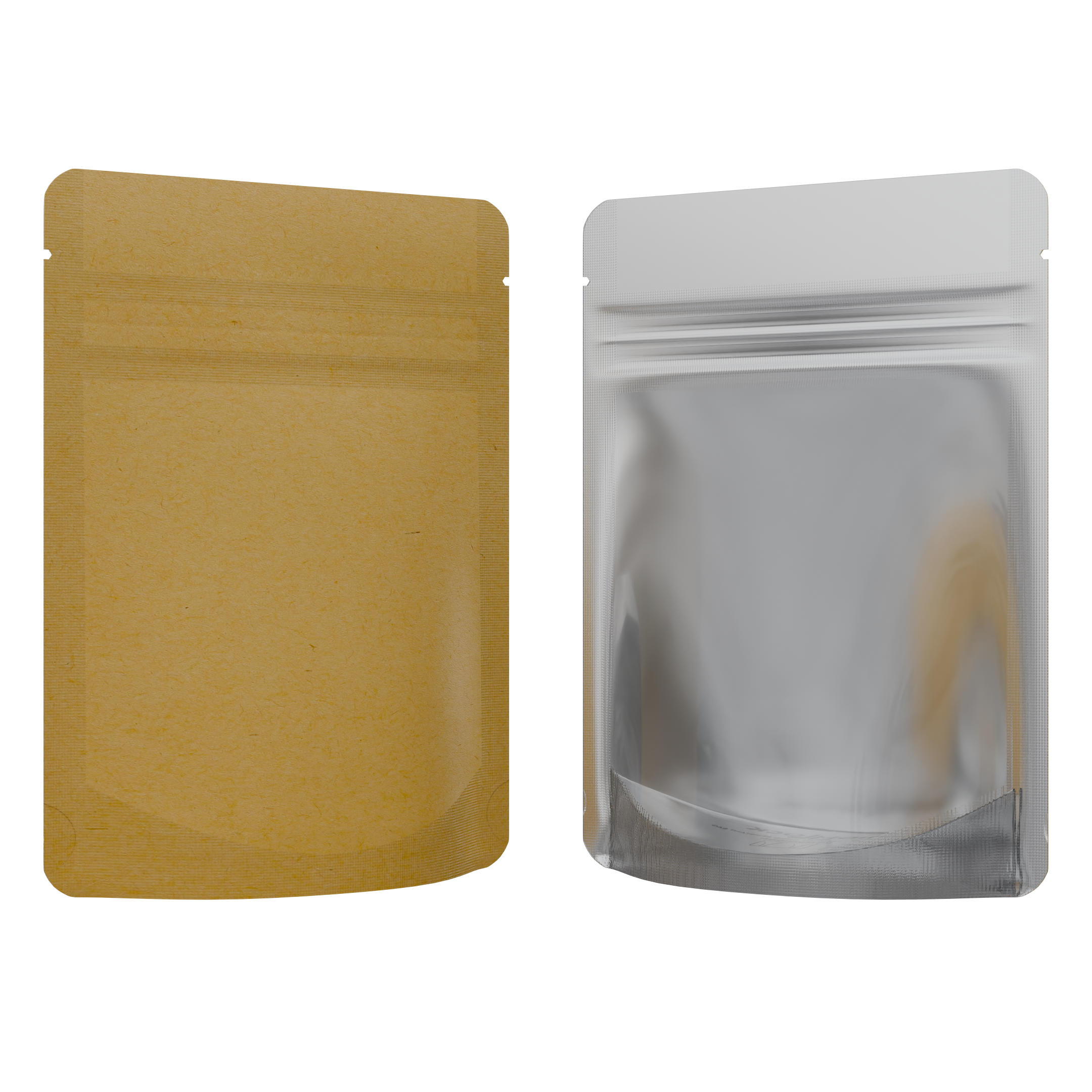 1/8th Ounce 3.5g CR Exit Bags Kraft / Clear - Tear Notch Mylar Bags -