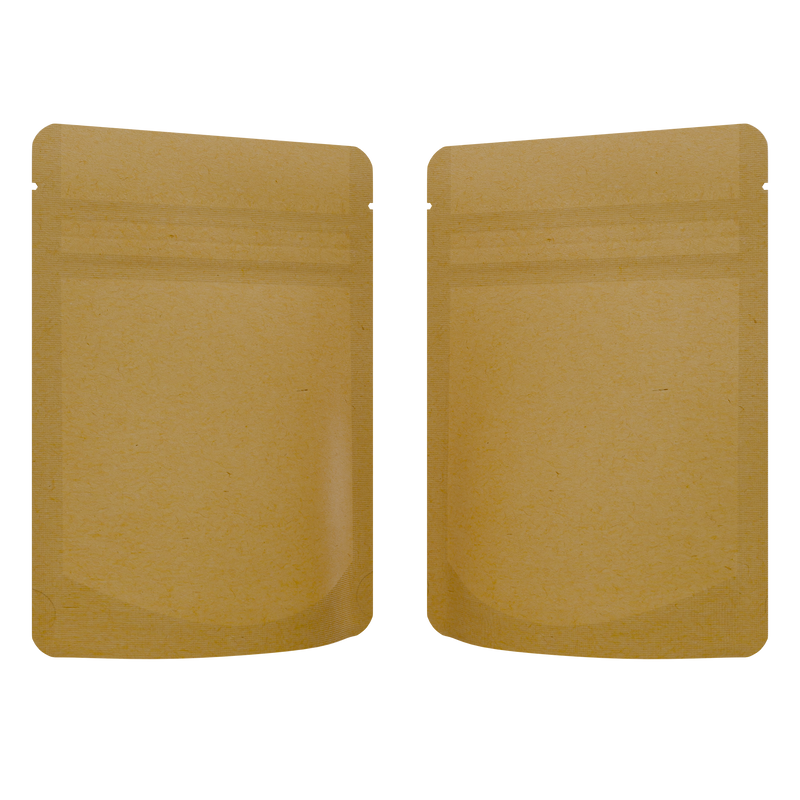 1/8th Ounce 3.5g CR Exit Bags Kraft / Kraft - Tear Notch Mylar Bags - Child Resistant - (1,000 qty.)