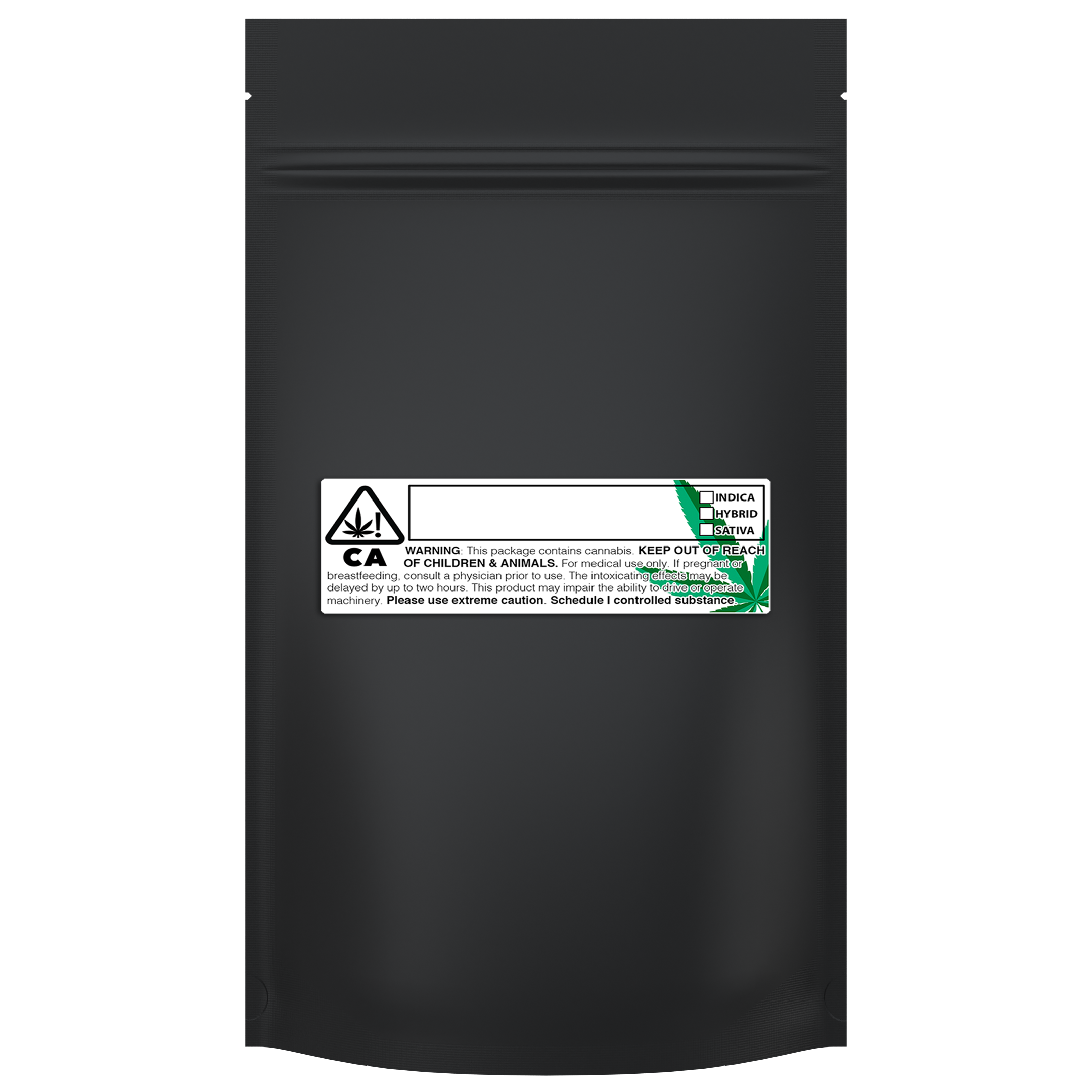 1/2 Ounce Matte Black & Matte Black Mylar Bags + Labels - (100 qty.) - Dragon Chewer