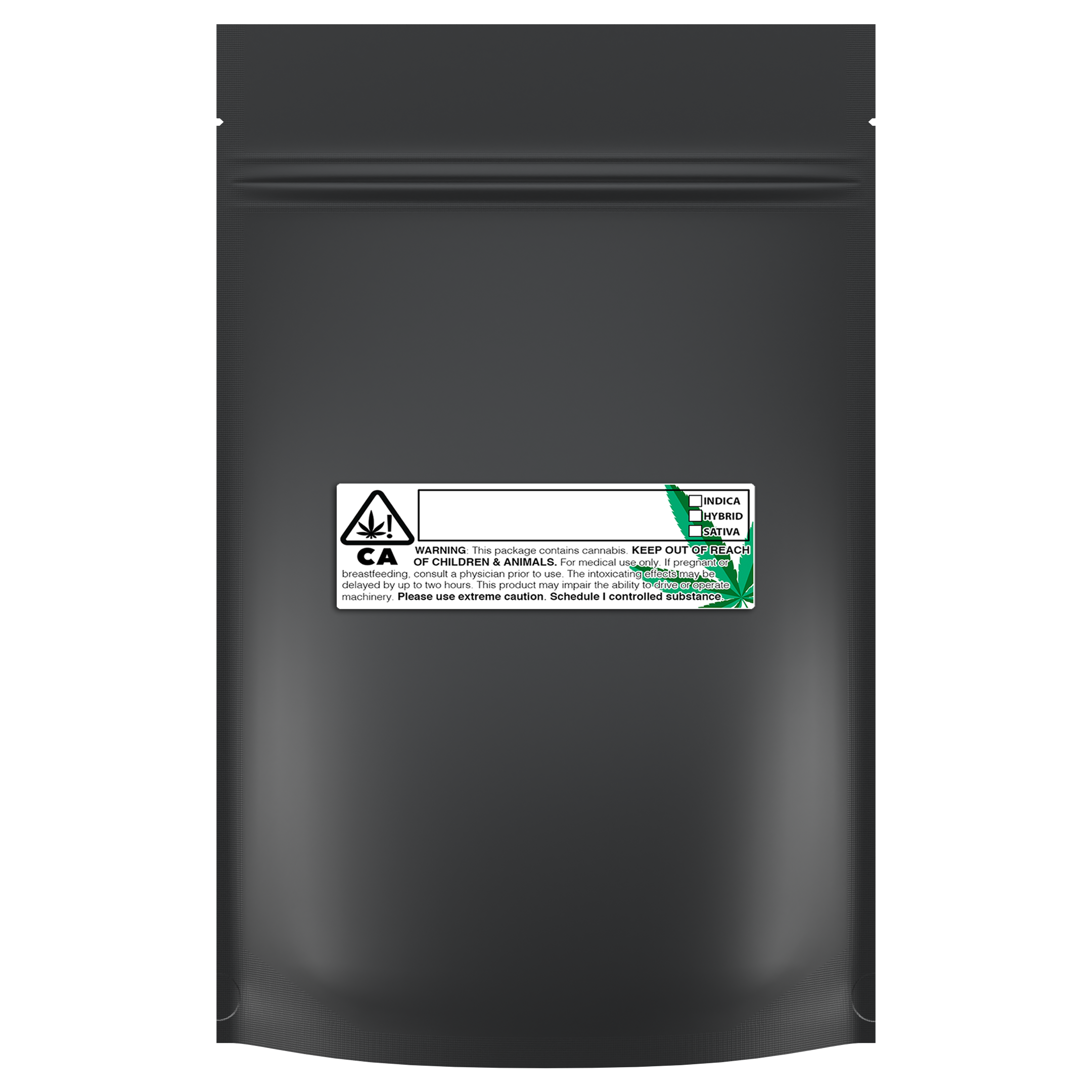 1 Ounce Matte Black & Matte Black Mylar Bags + Labels - (100 qty.) - Dragon Chewer