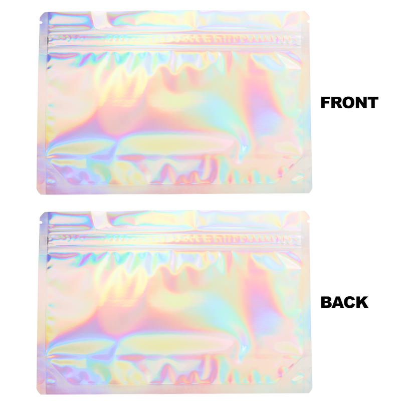 Medium 9 x 6 CR Exit Bags Gloss Holographic Mylar Bags - Child Resistant - (50 qty.)