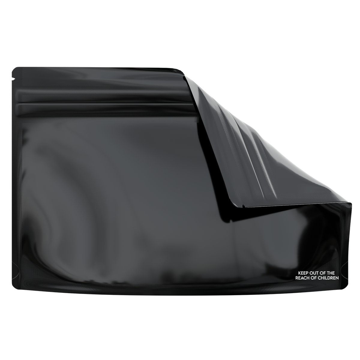 Medium 9 x 6 CR Exit Bags Gloss Black Opaque Mylar Bags - Child Resistant - NSFK Print (1,000 qty.)