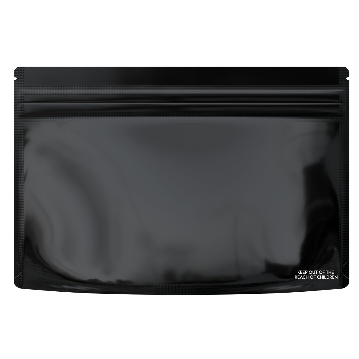 Medium 9 x 6 CR Exit Bags Gloss Black Opaque Mylar Bags - Child Resistant - NSFK Print (1,000 qty.)
