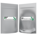 1 Ounce Matte White & Clear Mylar Bags + Labels - (100 qty.) - Dragon Chewer