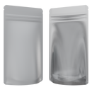 1/4th Ounce CR Exit Bags Matte White / Gloss Clear - Tear Notch Mylar Bags - Child Resistant - (1,000 qty.) - Dragon Chewer