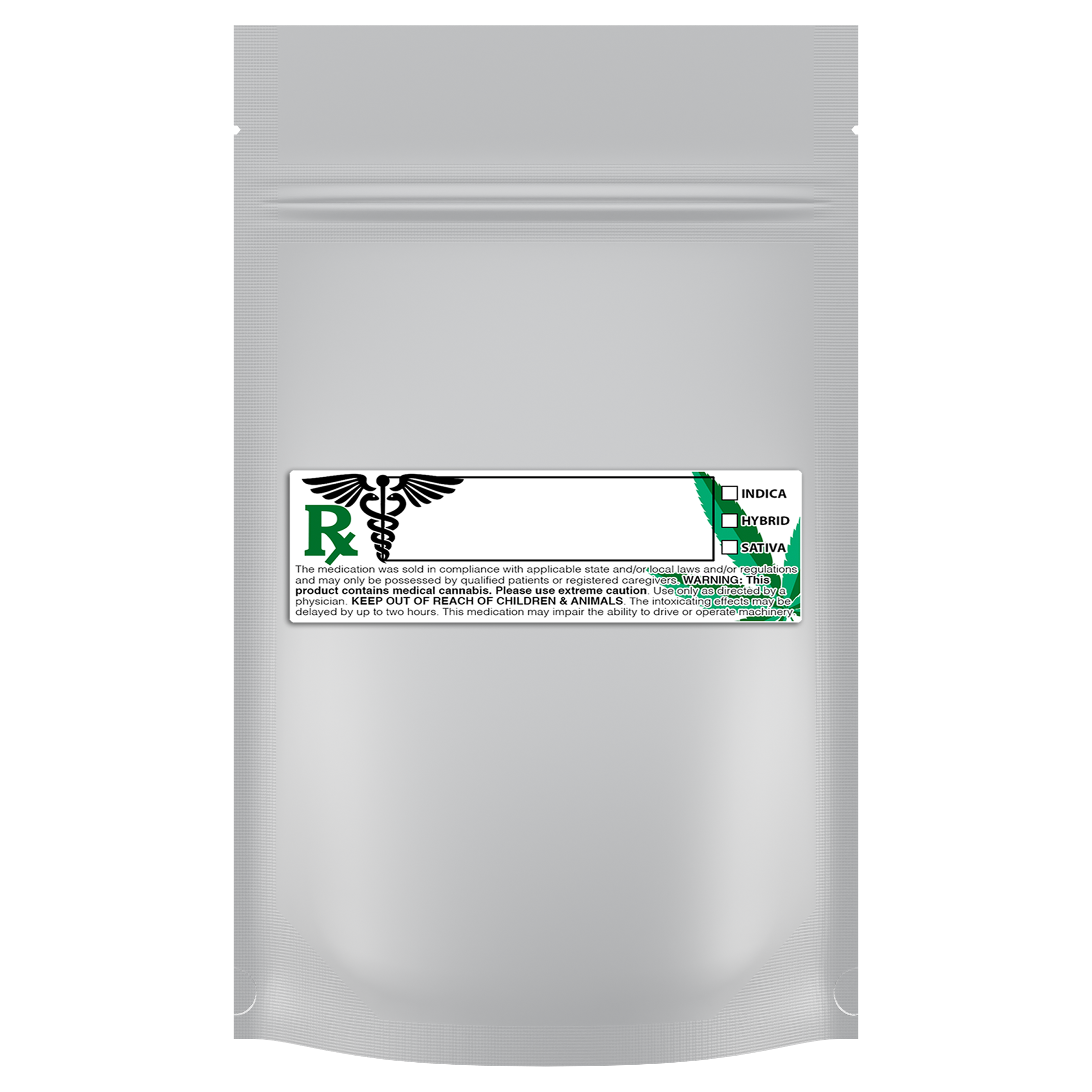 1/4 Ounce Matte White & Clear Mylar Bags + Labels - (100 qty.) - Dragon Chewer