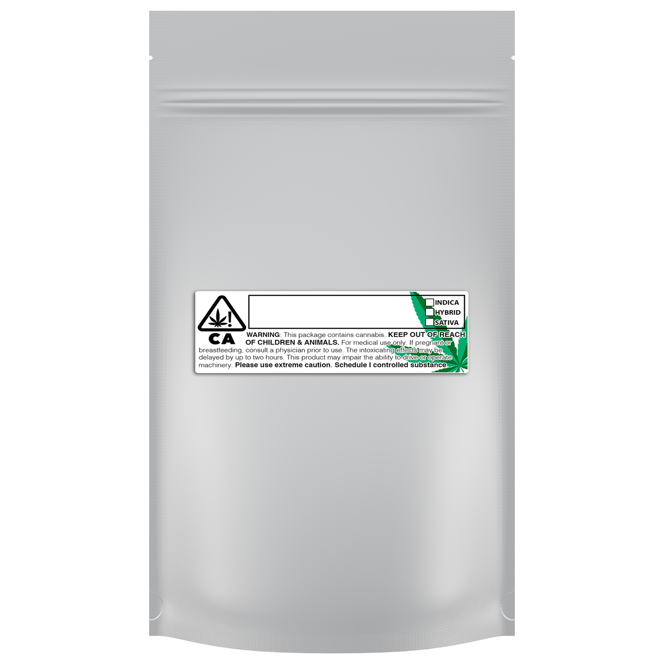 1/2 Ounce Matte White & Clear Mylar Bags + Labels - (100 qty.) - Dragon Chewer