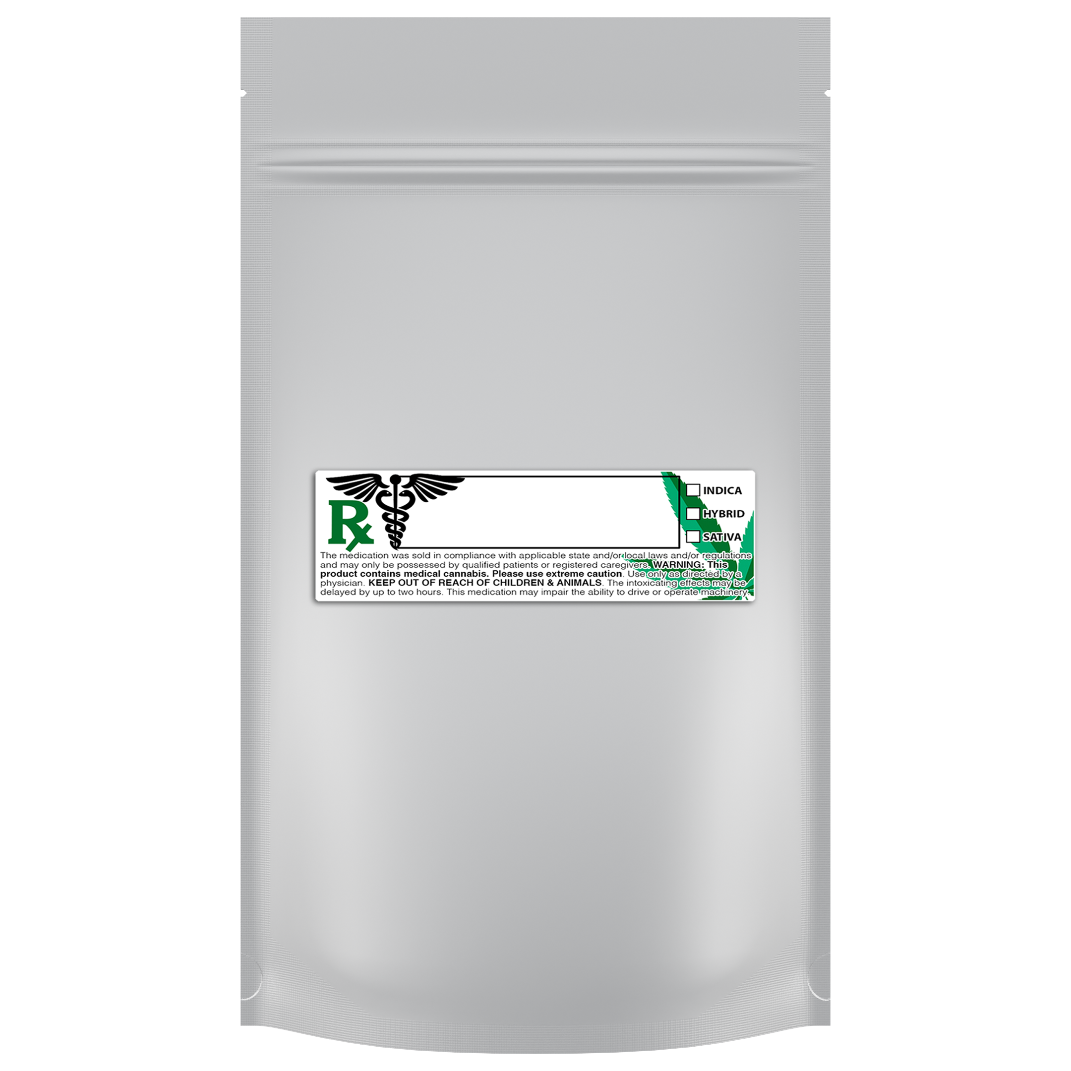 1/2 Ounce Matte White & Clear Mylar Bags + Labels - (100 qty.) - Dragon Chewer