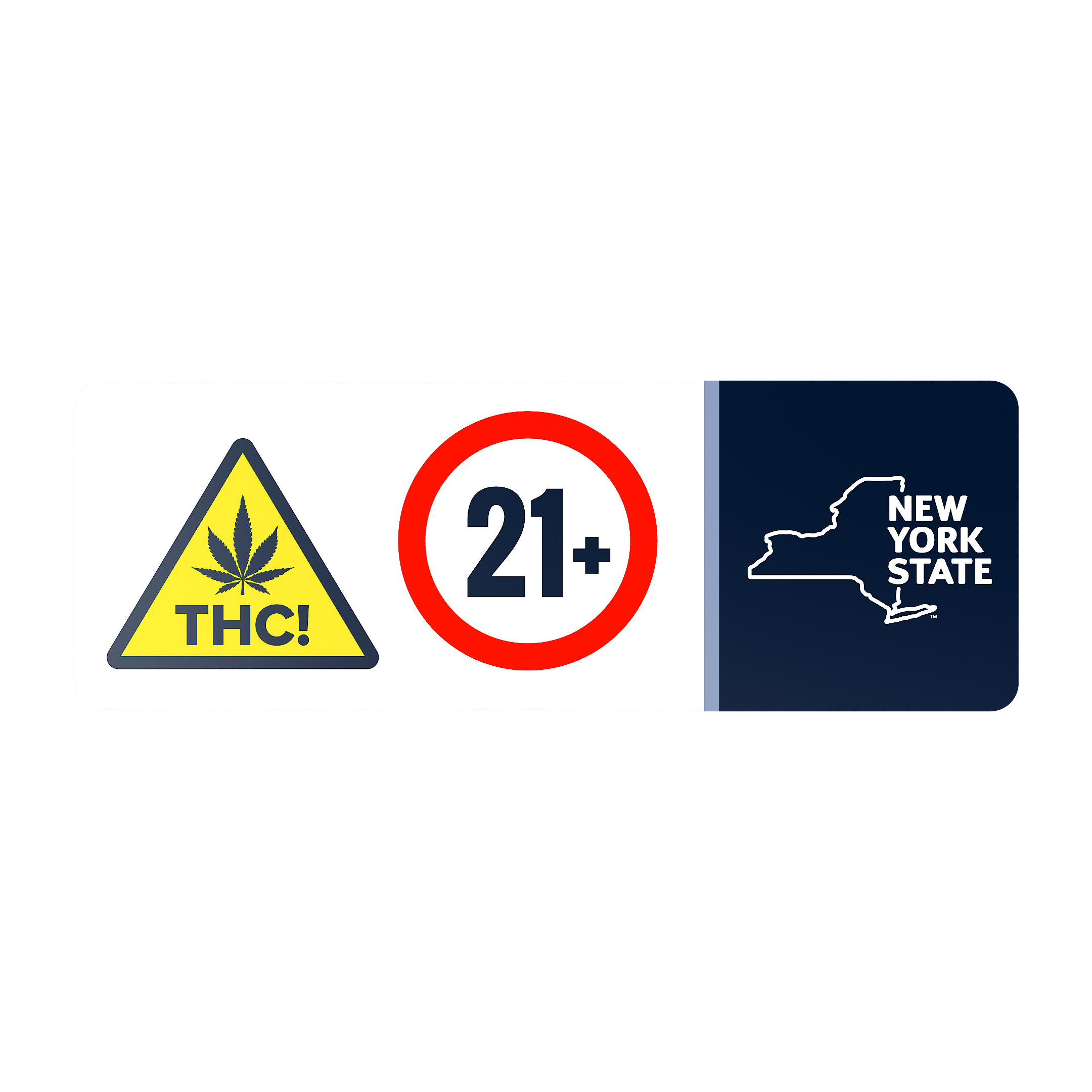 New York Compliant THC Universal Cannabis Warning Symbol (1,000 qty.) - Horizontal